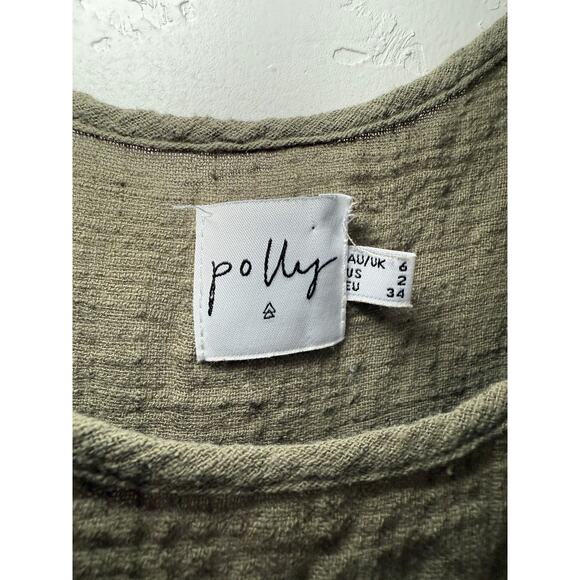 Princess Polly army green gauzy button flowy tank top womens 2 fairy cottagecore - Picture 4 of 9